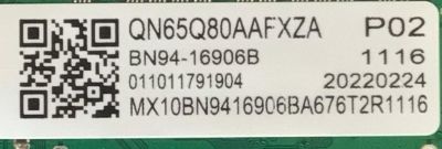 KIT DE TARJETAS PARA TV SAMSUNG QLED 4K SMART TV / MAIN BN94-16906B / BN41-02902A / FUENTE BN44-01052B / LED DRIVER BN44-01046D / L65S8ND_THS / PANEL CY-TT065FMEV2H / MODELO QN65Q80AAFXZA BA03 - Imagen 6